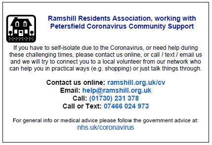 Card posted through residents letterboxes March 2020